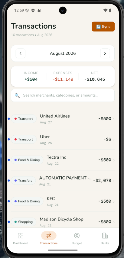 Transactions Tab
